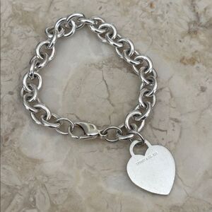 Tiffany & Co. Heart Tag 925 Sterling Silver Chunky Rolo Link Bracelet